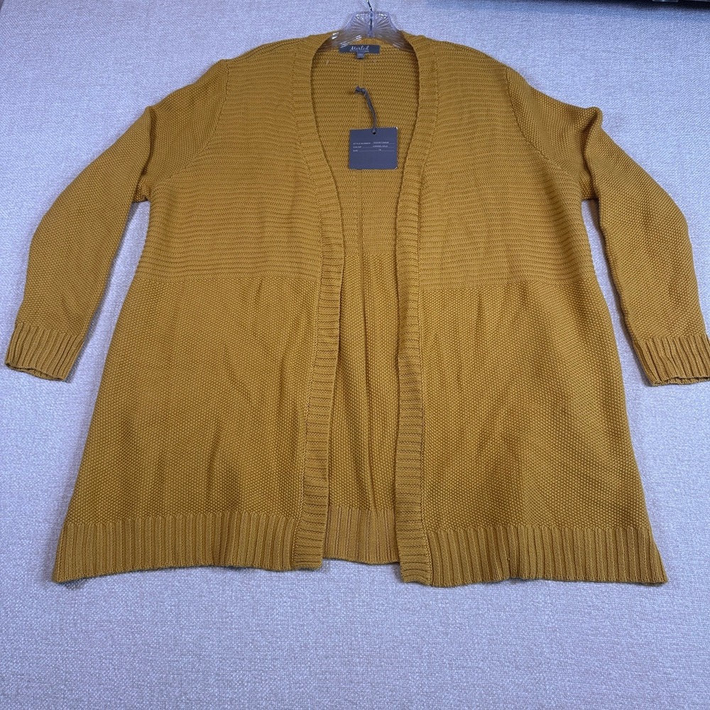 NWT Marled Reunited Clothing Open Front Caramel Gold Cardigan Sweater 1X - Picture 2 of 11